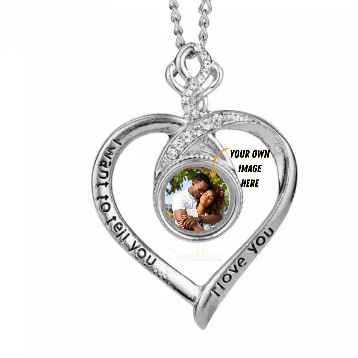 Personalized I Love You Heart Pendant Necklace - Cherished Photo Jewelry