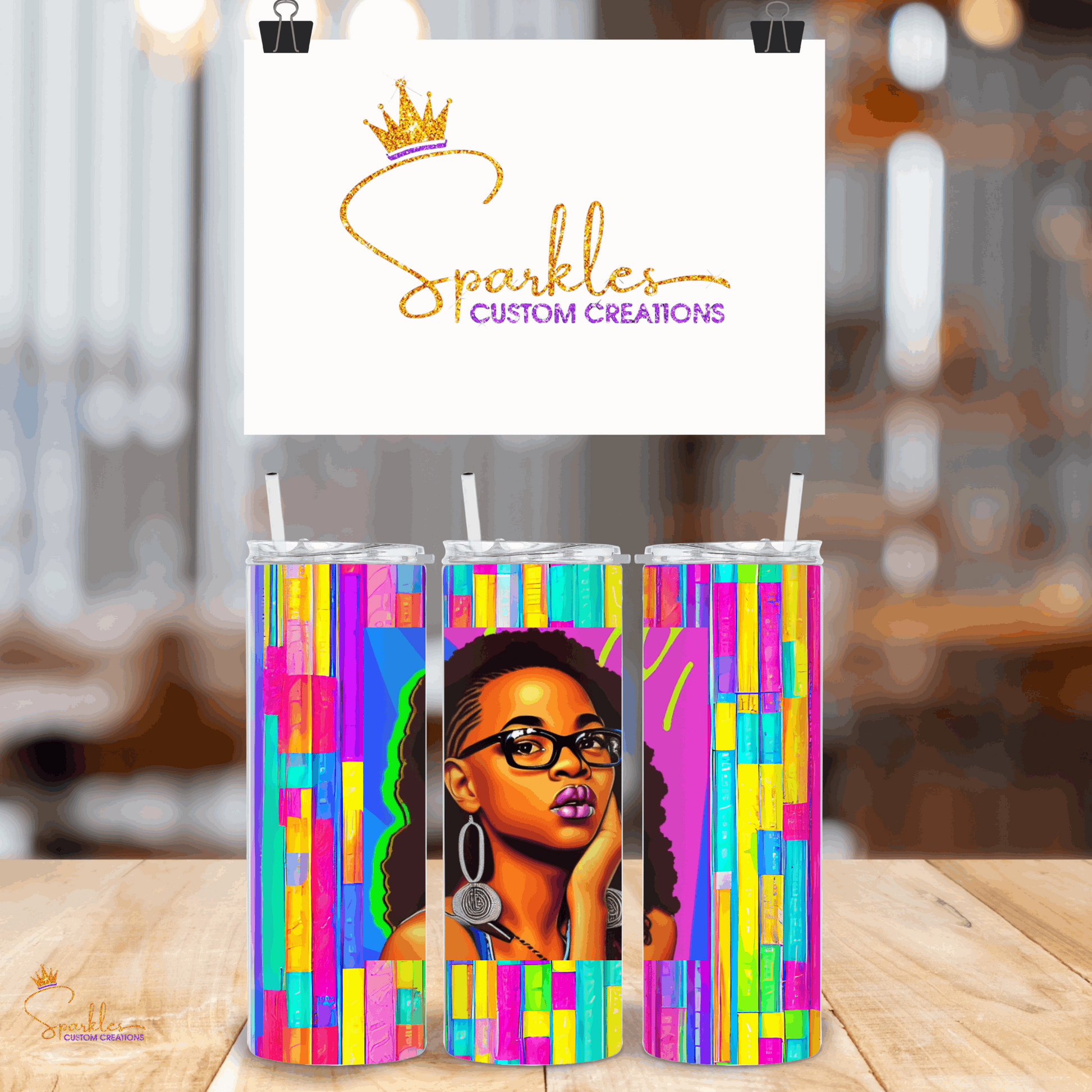 Afrocentric Vibes Tumbler: Stylish Sips with Vibrant Girl Design