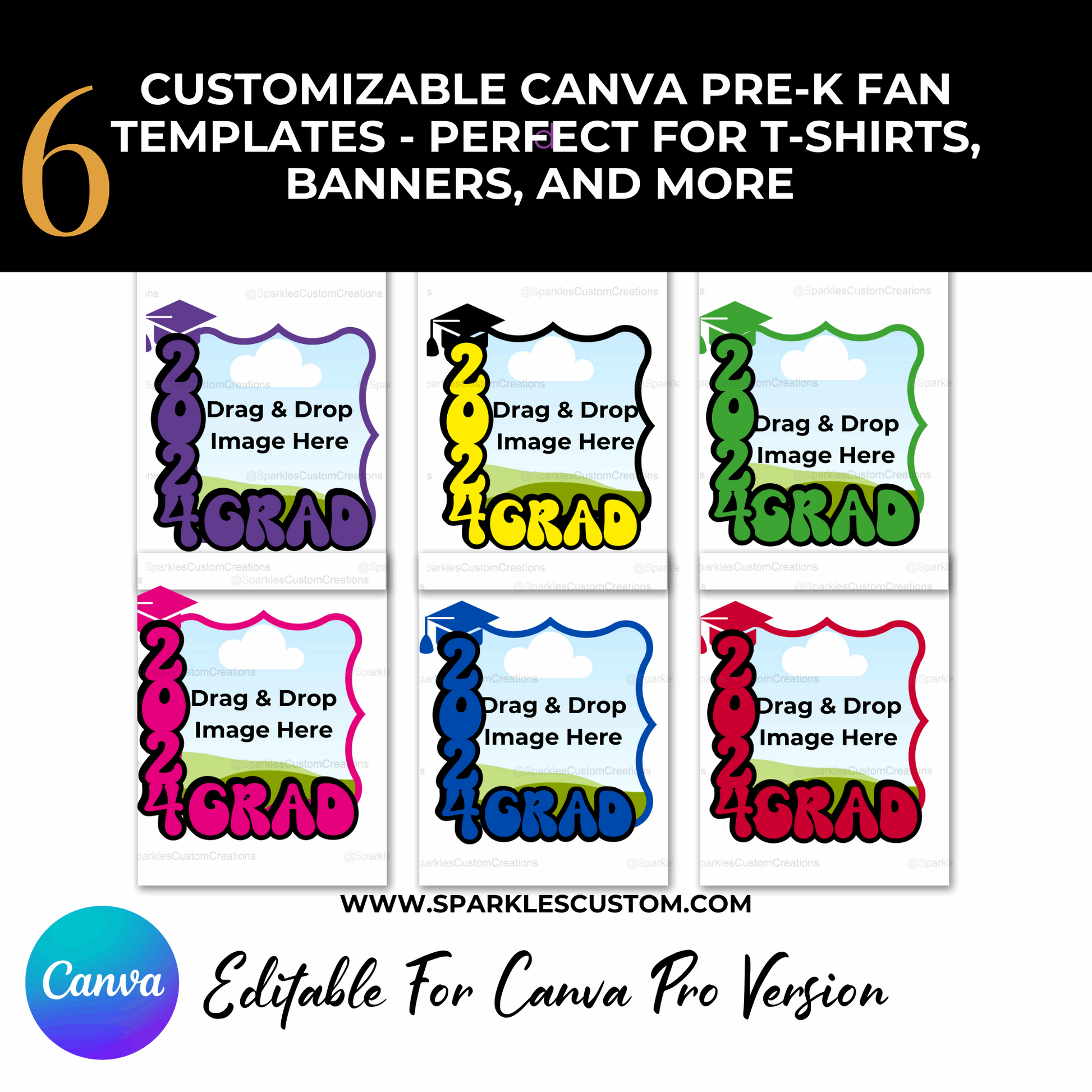 Customizable Canva Grad Fan Templates for Pre-K Grads – Perfect for T-Shirts, Banners, and More