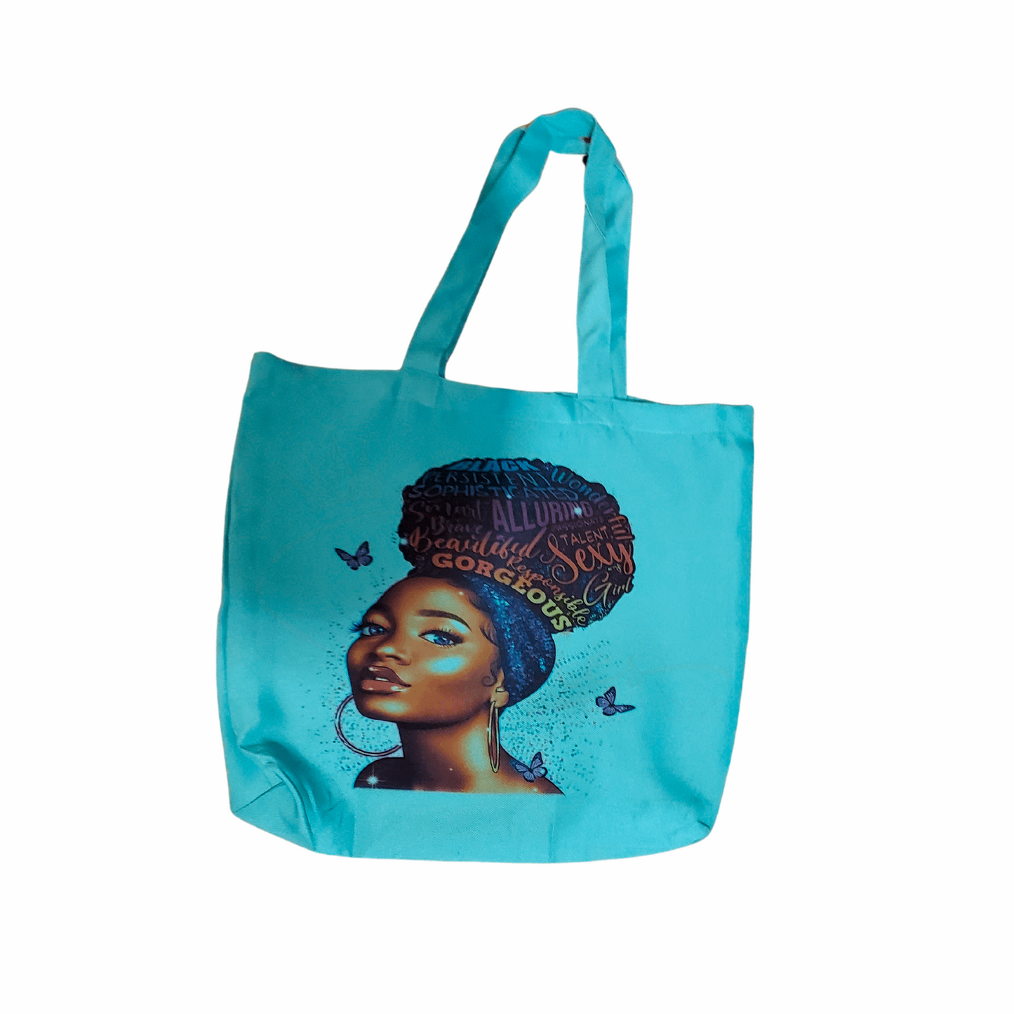 Teal Sublimation Print Reusable Tote Bag