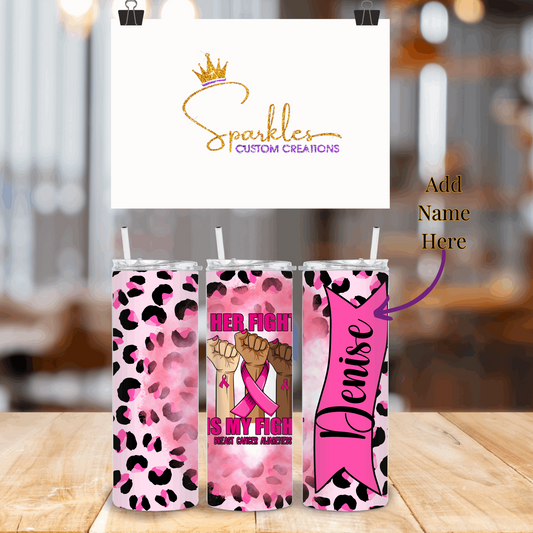 "Customized Breast Cancer Awareness Tumbler: Personalized Support with a Stylish Touch!"