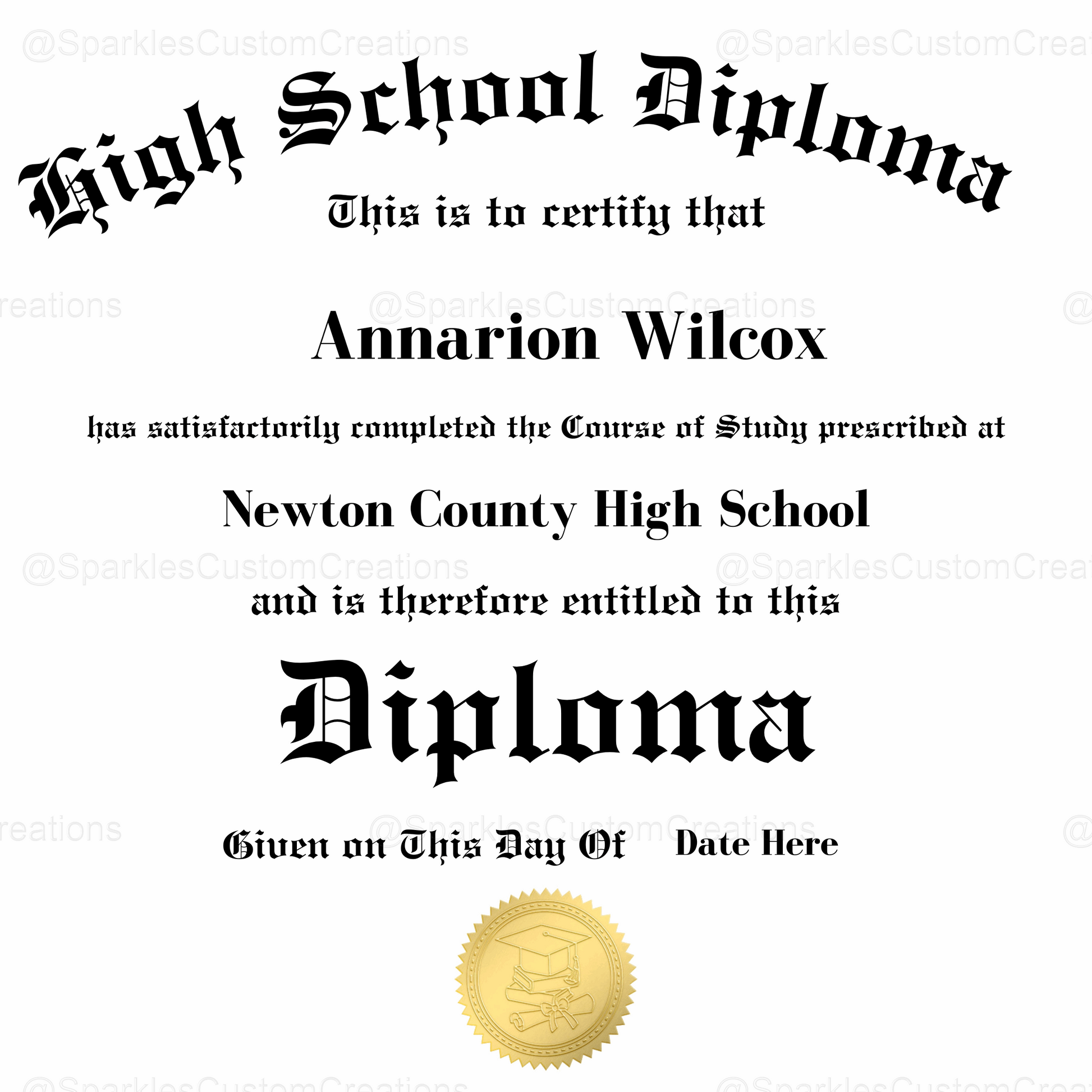 Editable High School Diploma Template for Canva