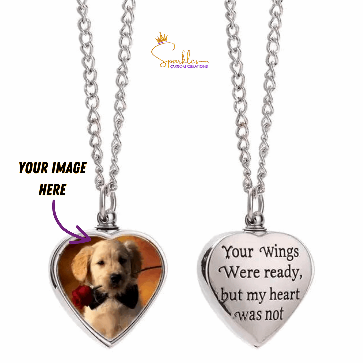 Personalized Heart Urn Pendant - Your Wings Were Ready, But My Heart Was Not"