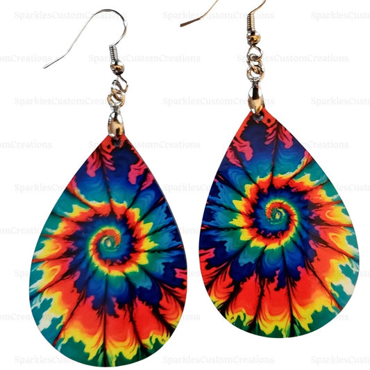 Tie Dye Swirl Teardrop Earrings"