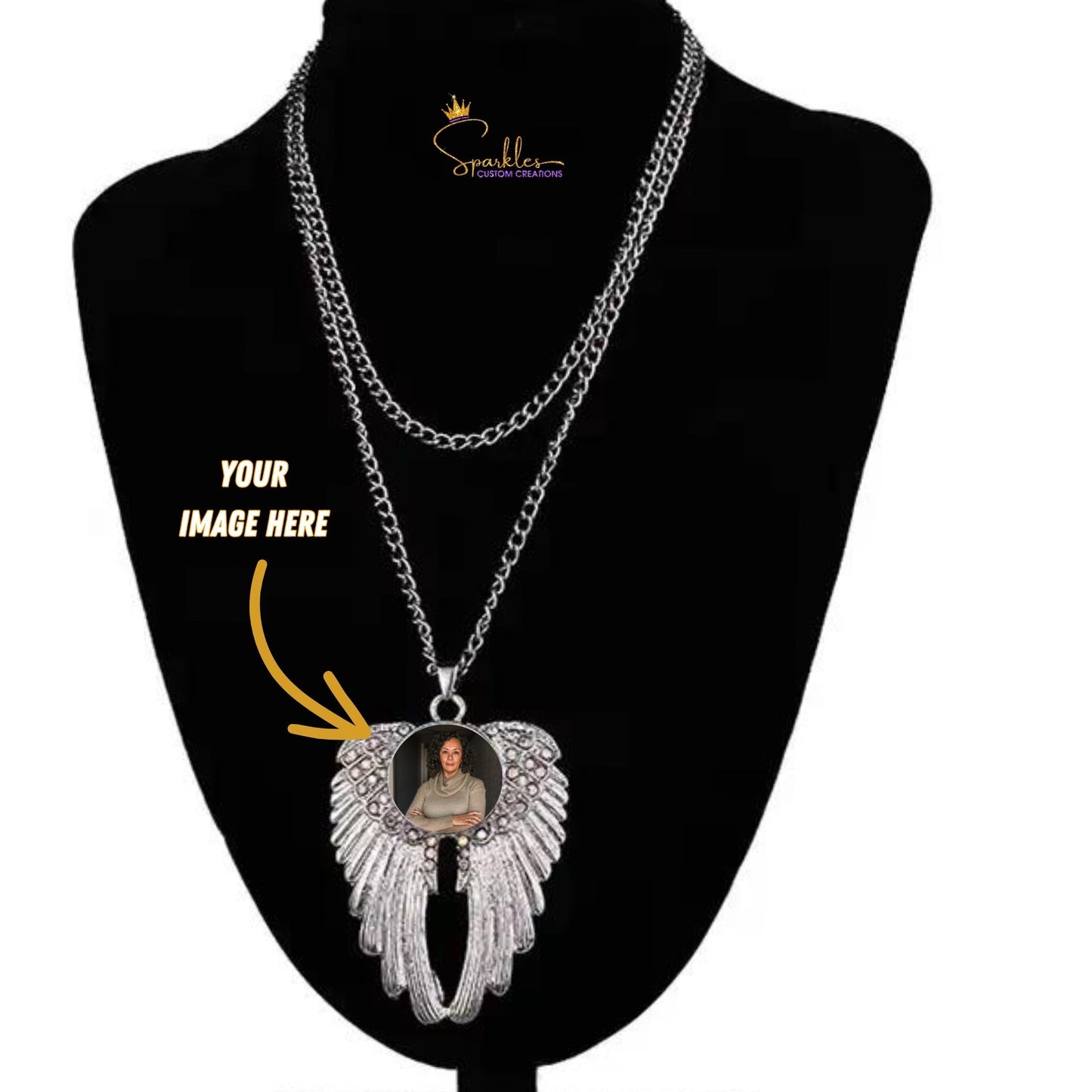 Personalized Wing Memorial Photo Necklace