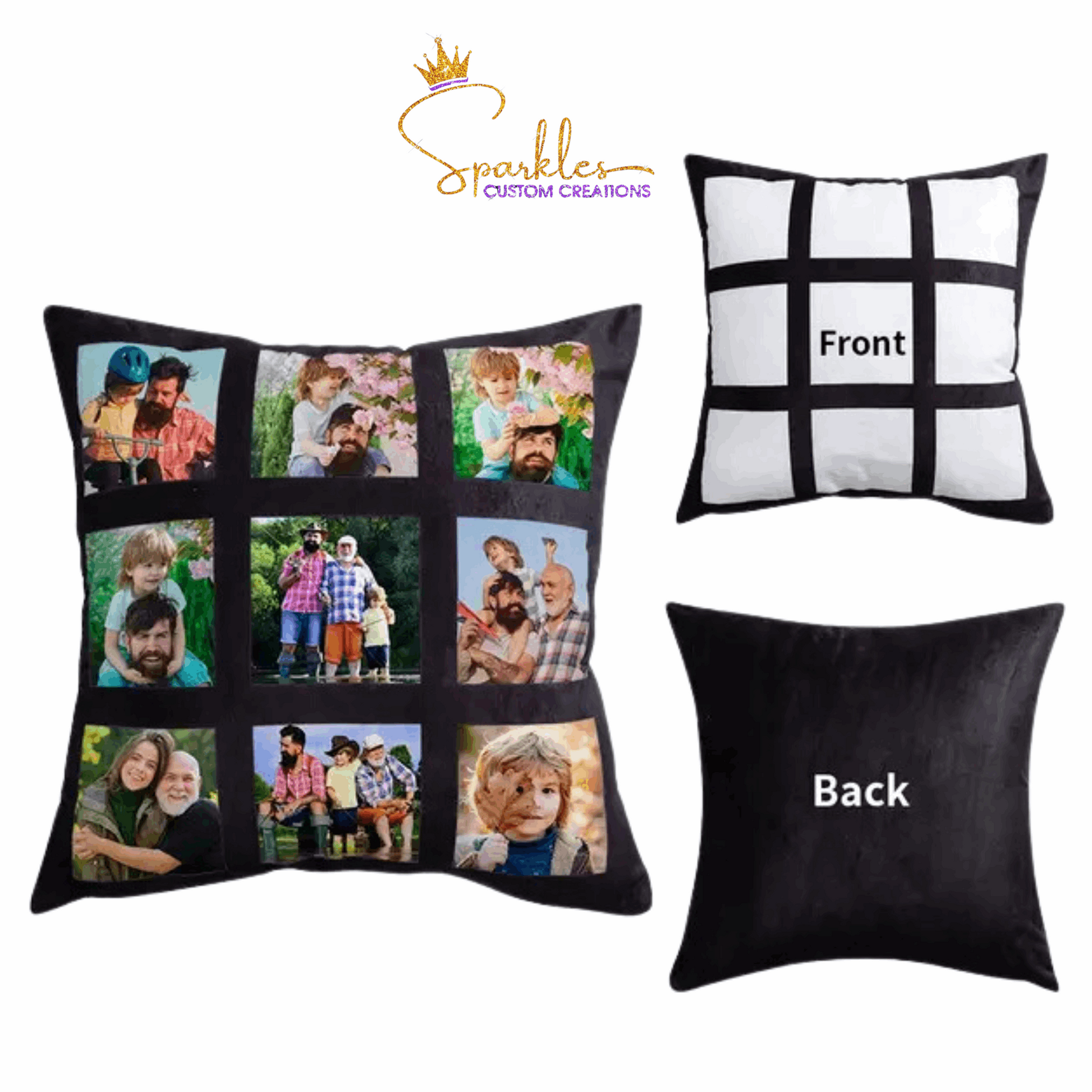 Craft Your Memories: Personalized 16x16 Photo Pillow for a Meaningful Tribute, Featuring a Unique 9-Panel Design