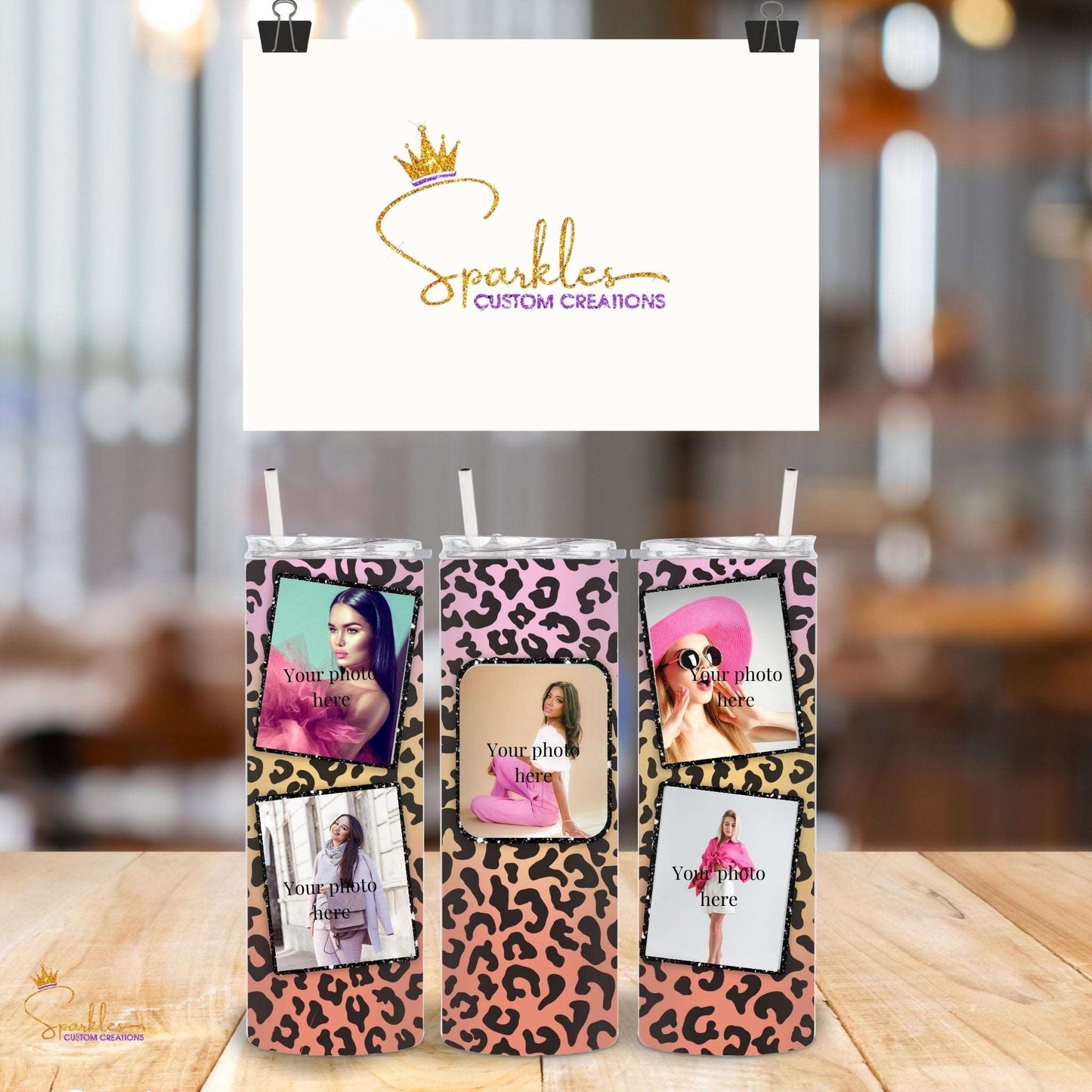 Embrace Your Wild Side: Personalized Colorful Animal Print Photo Tumbler for Stylish Sipping