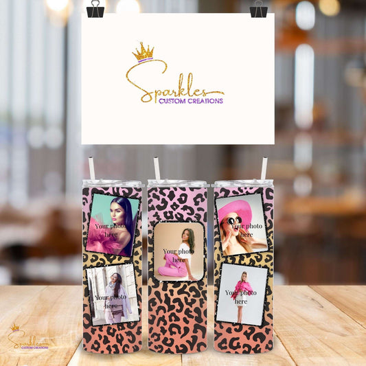 Embrace Your Wild Side: Personalized Colorful Animal Print Photo Tumbler for Stylish Sipping