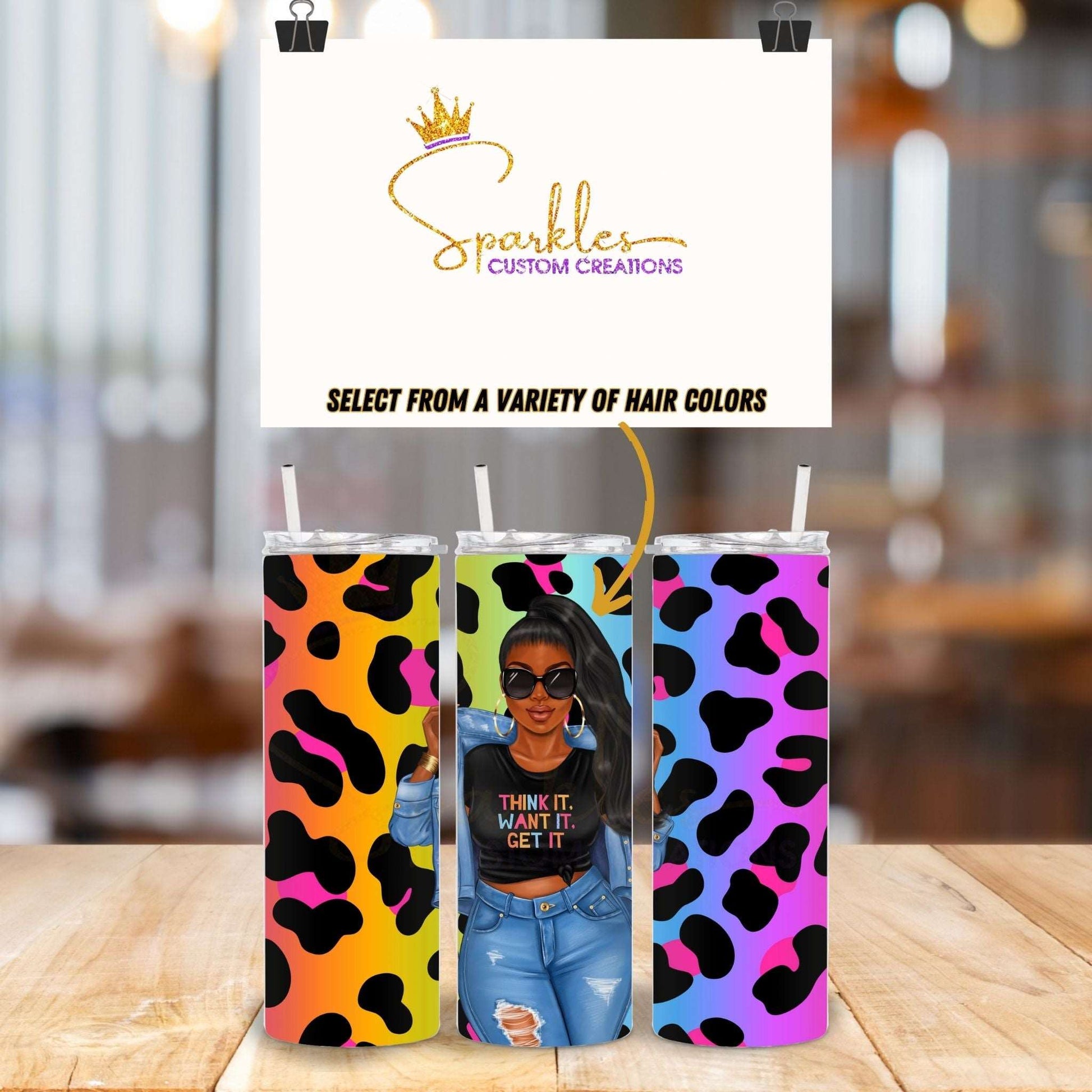 Personalized Afrocentric Animal Print Tumbler