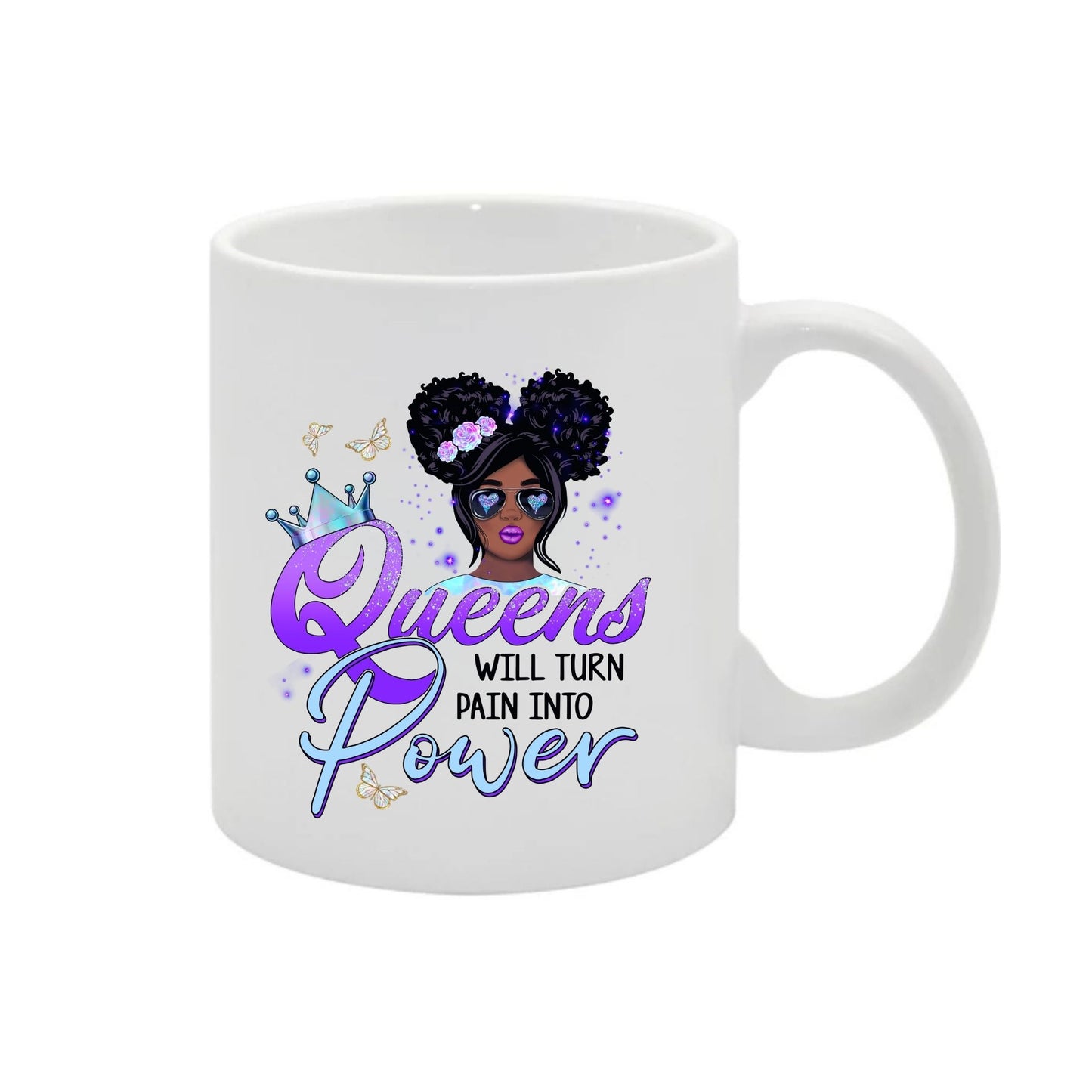 "Purple Empress Collection: Empowering Black Women's Ceramic Mugs for Style & Resilience"