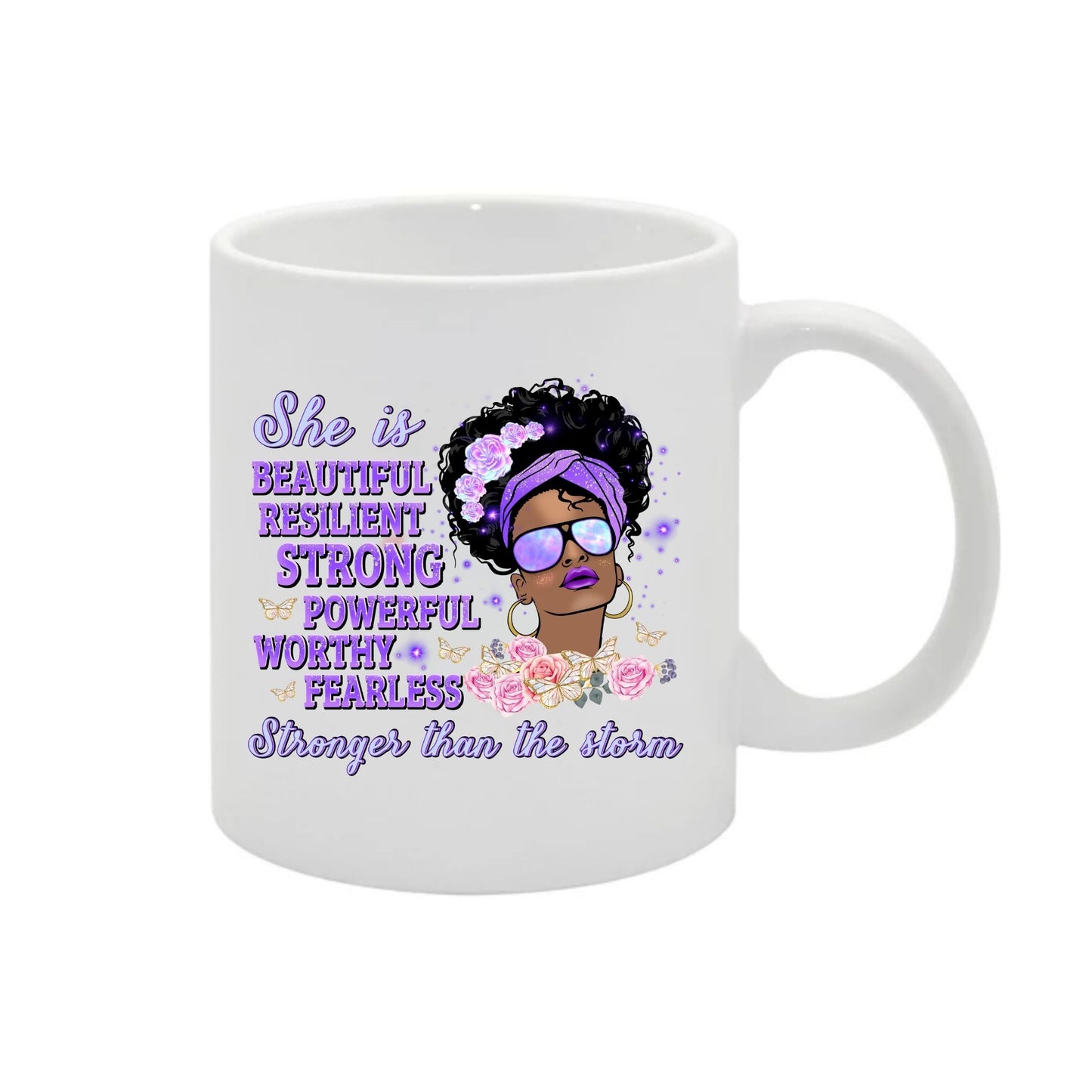 "Purple Empress Collection: Empowering Black Women's Ceramic Mugs for Style & Resilience"