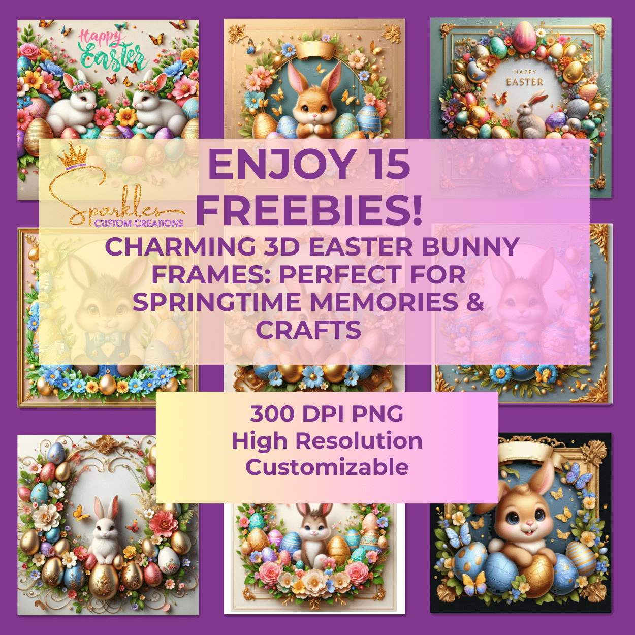 Charming 3D Easter Bunny Frames: Freebies