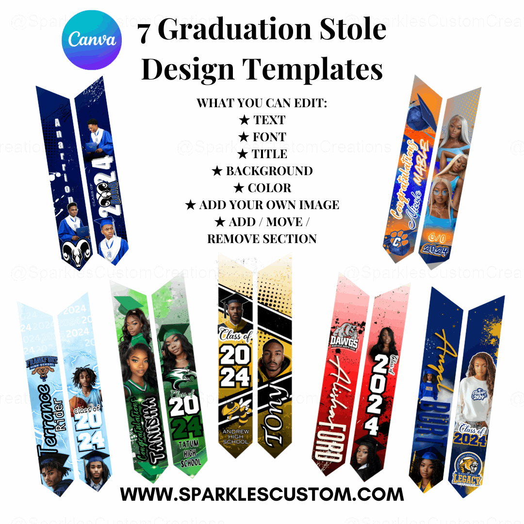 7 Editable Canva Graduation Stole Designs for Personal & Commercial Use