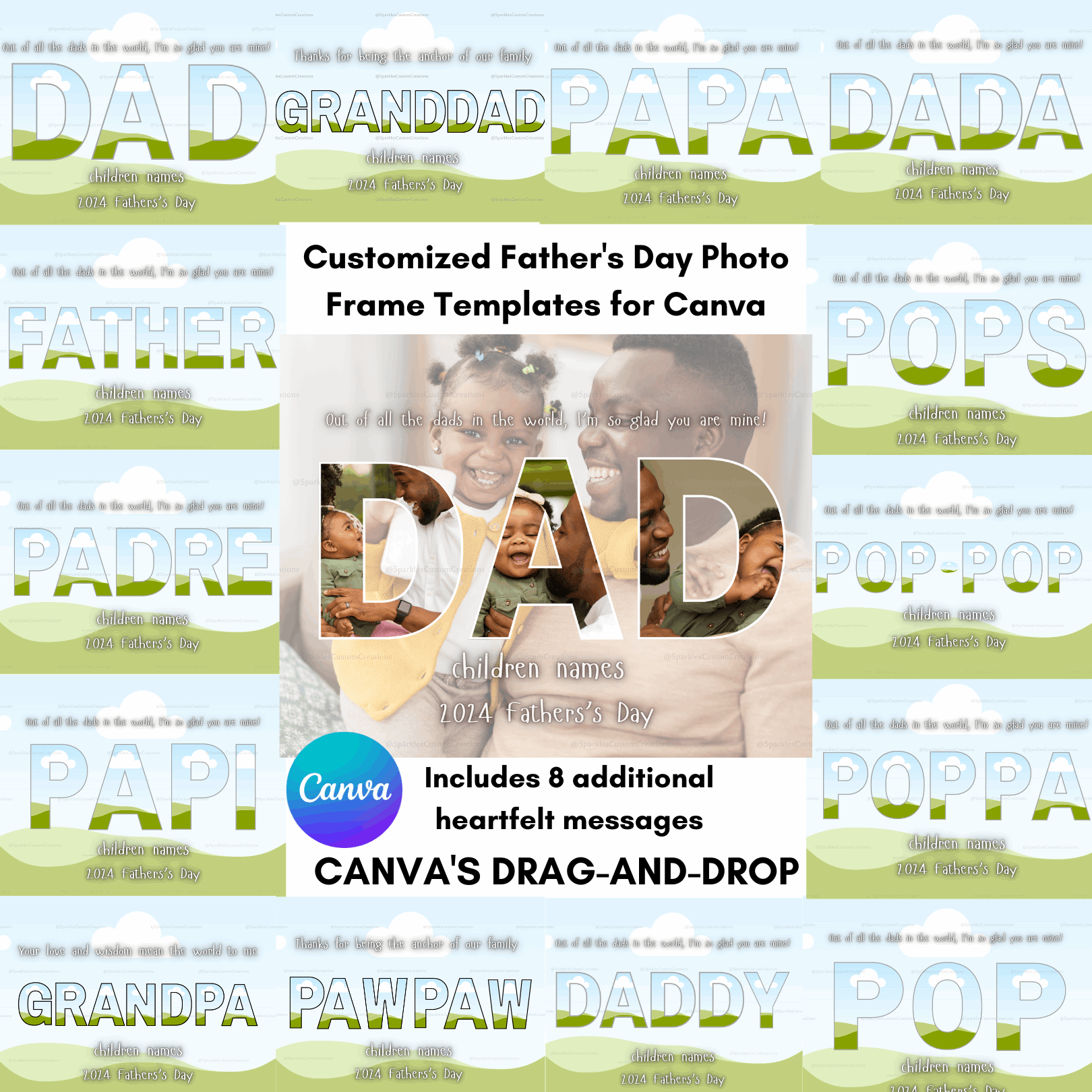 Customized Father's Day Photo Frame Templates for Canva