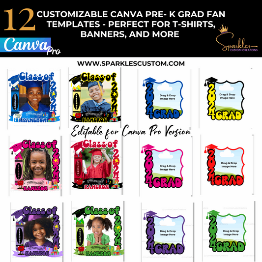 Customizable Canva Grad Fan Templates for Pre-K Grads – Perfect for T-Shirts, Banners, and More